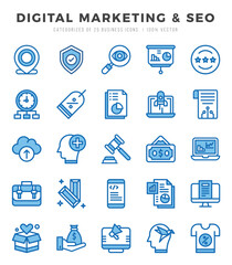 Simple Set of Digital Marketing & SEO Related Vector Two Color Icons.