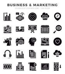 Set of Glyph Business & Marketing Icons. Glyph art icon. Vector illustration