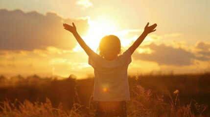 Silhouette of a Girl Against the Sunset