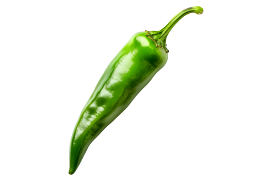 Green chili pepper Anaheim isolated on a white background.