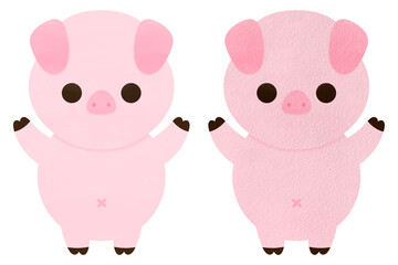 Cute Pig Cartoon illustration Kawaii Pig Mascot Pig Character Animal Farm Cartoon