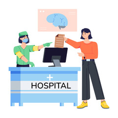 An illustration of hospital reception in flat style 