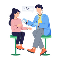 A flat illustration of patient regular checkup 