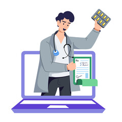 A flat illustration of online doctor report 