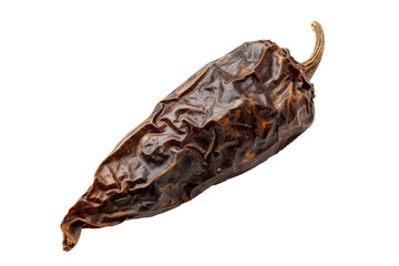 Dried Chipotle chili pepper isolated on a white background.