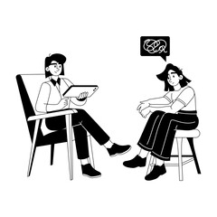 Psychotherapy illustration designed in glyph style 