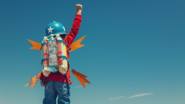 The child with rocket backpack
