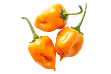 Fotobehang Chili Pepers Orange Habanero chili pepper isolated on a white background.  © Vasyl Onyskiv