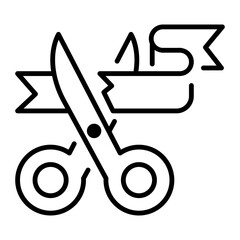 An outline icon of cutting ribbon 