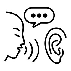 Outline icon of secret talk in ear 