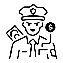 An icon of corrupt police in line style 