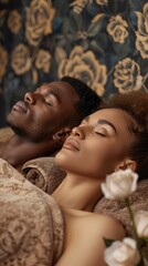 Couple relaxing together during a spa treatment