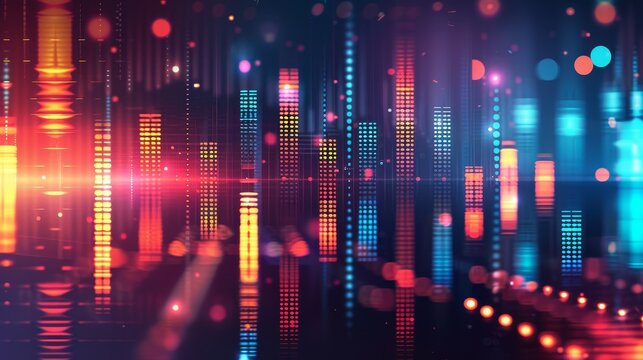 Vibrant vector music equalizer, digital graphic background for brochure, website, flyer, print, poster, engaging and modern design
