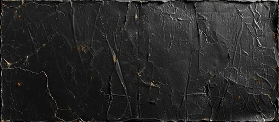 Aged, Worn Black Cardboard Photo Card with Distressed Grunge Texture on Black Background