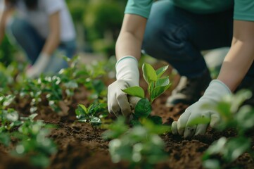 Person planting trees working in community garden - Community Engagement