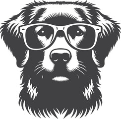 Dog head wearing a sunglass ,silhouette vector art illustration 