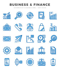 Set of Two Color Business & Finance Icons. Two Color art icon. Vector illustration