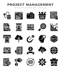 Project Management Icon Pack 25 Vector Symbols for Web Design.