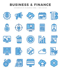 Business & Finance icons set. Collection of simple Two Color web icons.