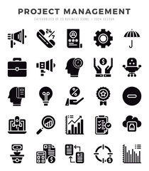 Set of Glyph Project Management Icons. Glyph art icon. Vector illustration