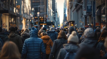 Obraz premium A Crowd in Winter Street
