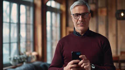 The man holding smartphone