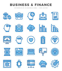 Vector Business & Finance types icon set in Two Color style. vector illustration.