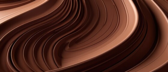 Abstract chocolate background featuring smooth, flowing wave patterns. Ideal for design projects, food-related content, and artistic concepts.