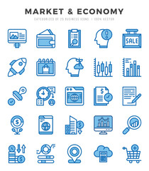 Set of Two Color Market & Economy Icons. Two Color art icon. Vector illustration