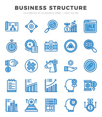 Business Structure icons Pack. Two Color icons set. Business Structure collection set.