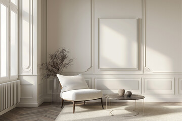 Frame mockup, ISO A paper size. Home Office wall poster mockup. Interior mockup with office background. Modern interior design.