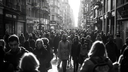 A busy city street crowd