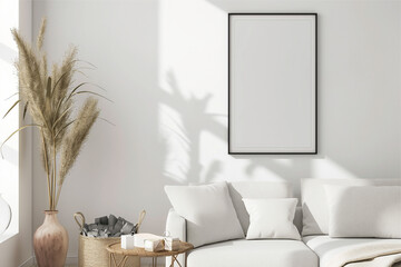 Frame mockup, ISO A paper size. Home Office wall poster mockup. Interior mockup with office background. Modern interior design.