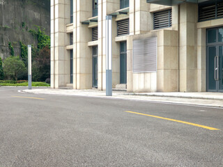 empty copy space in front of modern office buildings in downtown of city center.