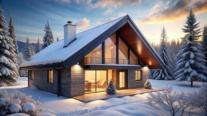  A beautiful winter cabin nestled in the woods. The perfect place to relax and enjoy the peace and quiet of nature.