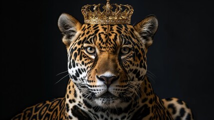 Fototapeta premium majestic jaguar with elegant golden crown