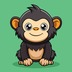 Obraz premium Cute Gorilla Cartoon Vector Icon Illustration.