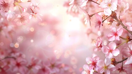 pink cherry blossom background wallpaper with free space in the center