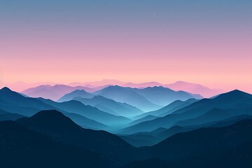 A minimalist pastel mountain range at dawn