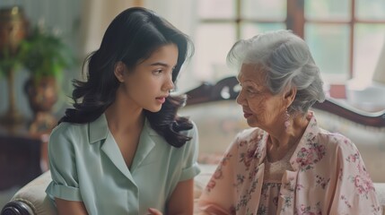 Obraz premium The Elderly Woman and Granddaughter