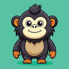 Obraz premium Cute Gorilla Cartoon Vector Icon Illustration.