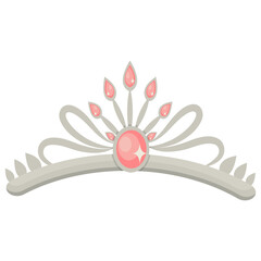 Gold Crown on White Background. Vector Illustration in Glitter Cartoon Design.