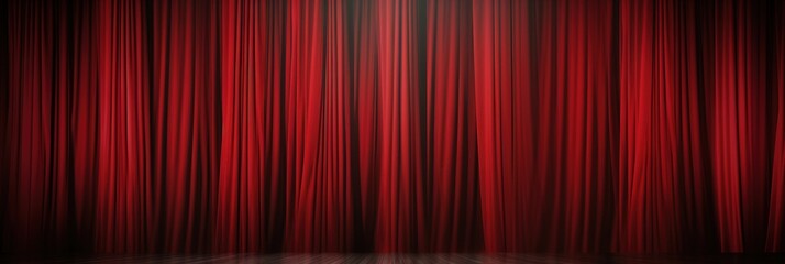 Red Stage Curtains with a Wooden Floor