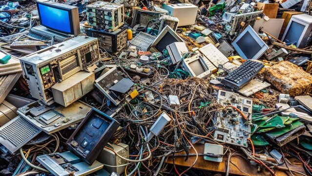  This image is an example of electronic waste, which is a type of hazardous waste that includes electronic devices that are no longer usable.