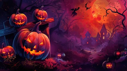 Fototapeta premium halloween background with pumpkins