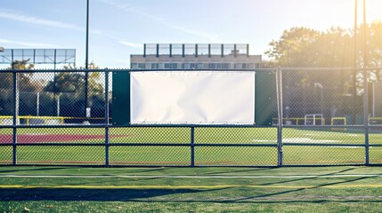 Back to School - Empty Banner on School Sports Field Fence, Outdoor Activities, Student Athletics, Physical Education, School Grounds