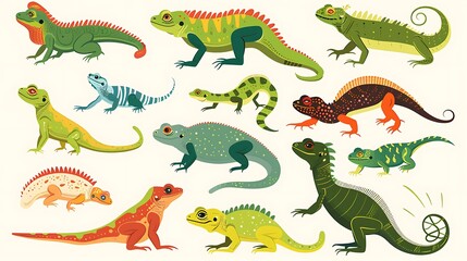 Design a colorful learning poster featuring different types of reptiles