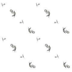 Seamless pattern, flowers in graphic style, for textiles, packaging, cards on a white background