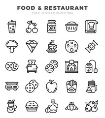 Food and Restaurant Icon Pack 25 Vector Symbols for Web Design.