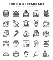 Food and Restaurant elements. Lineal web icon set. Simple vector illustration.